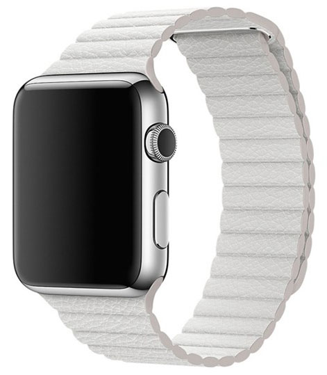 Ремешок кожаный Apple Watch 42/44 мм на магнитной застежке белый